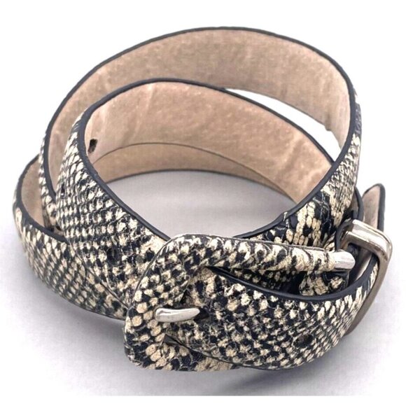 N/A Accessories - Women Snake Embossed Leather Lined Belt Adjustable Tan Black 38 Inch